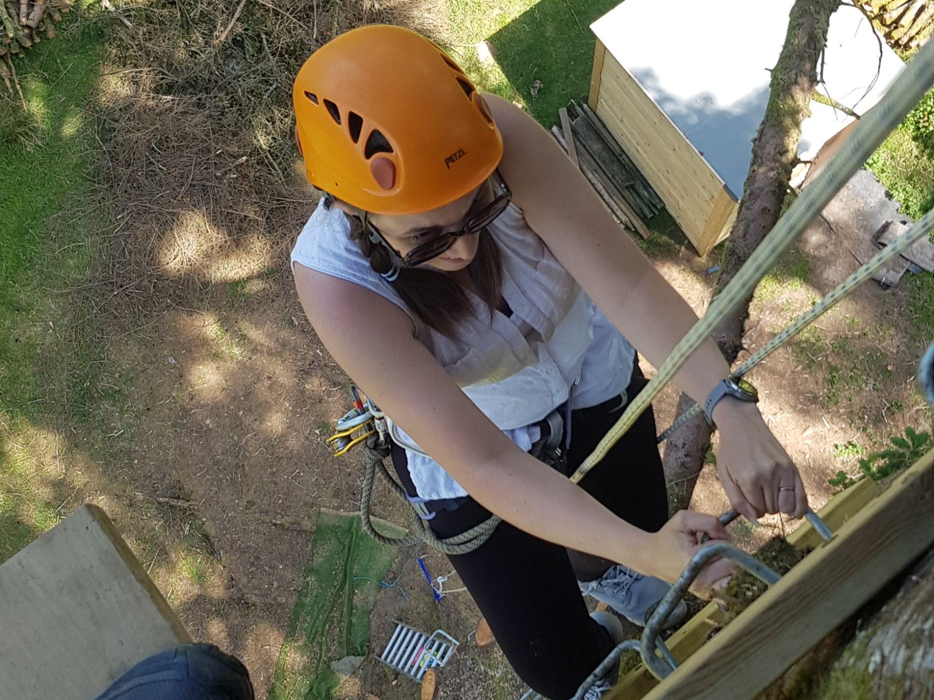 a person wearing a helmet