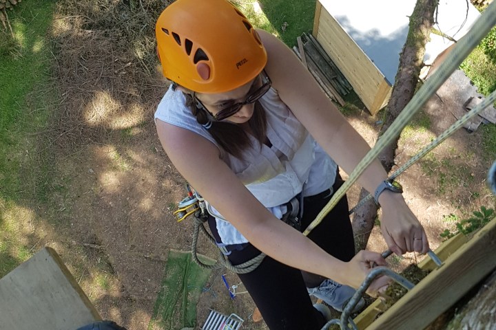 a person wearing a helmet