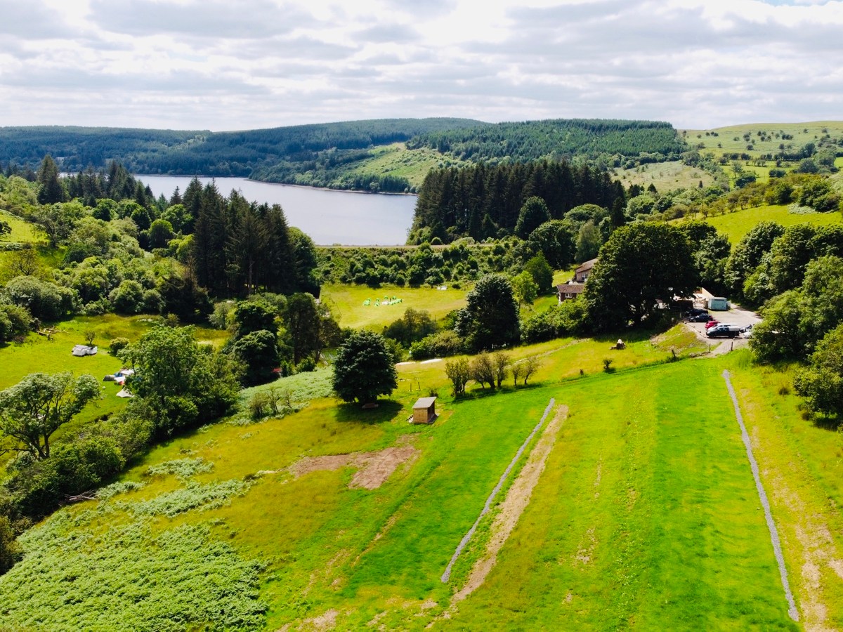 a view of a lush green hillside