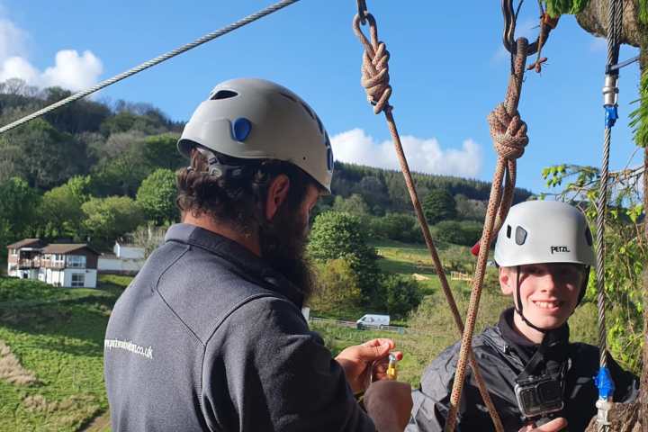a boy wearing a helmet