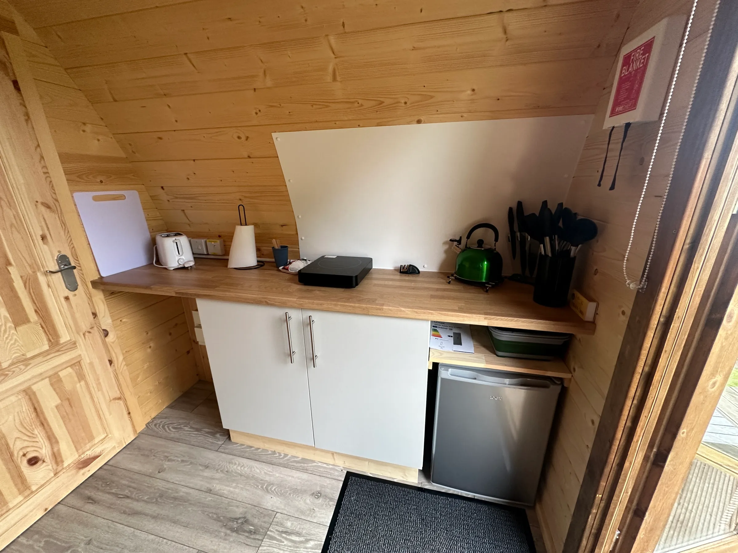 Glamping Pod kitchen area